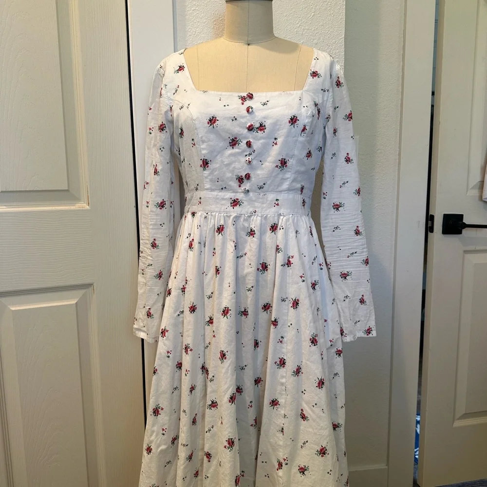 eShakti Floral Midi Long Sleeve Dress - Picture 2 of 9